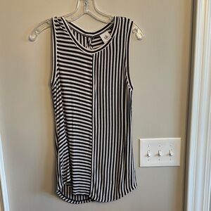 CAbi Black and White Striped Sleeveless Tank